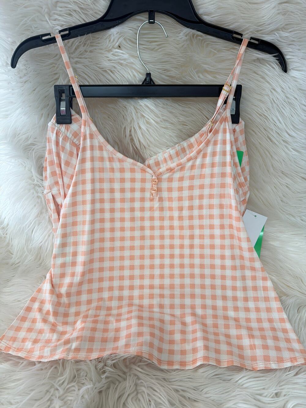 Honeydew Intimates Women's Large Apricot Gingham 2 Piece Pajama Set